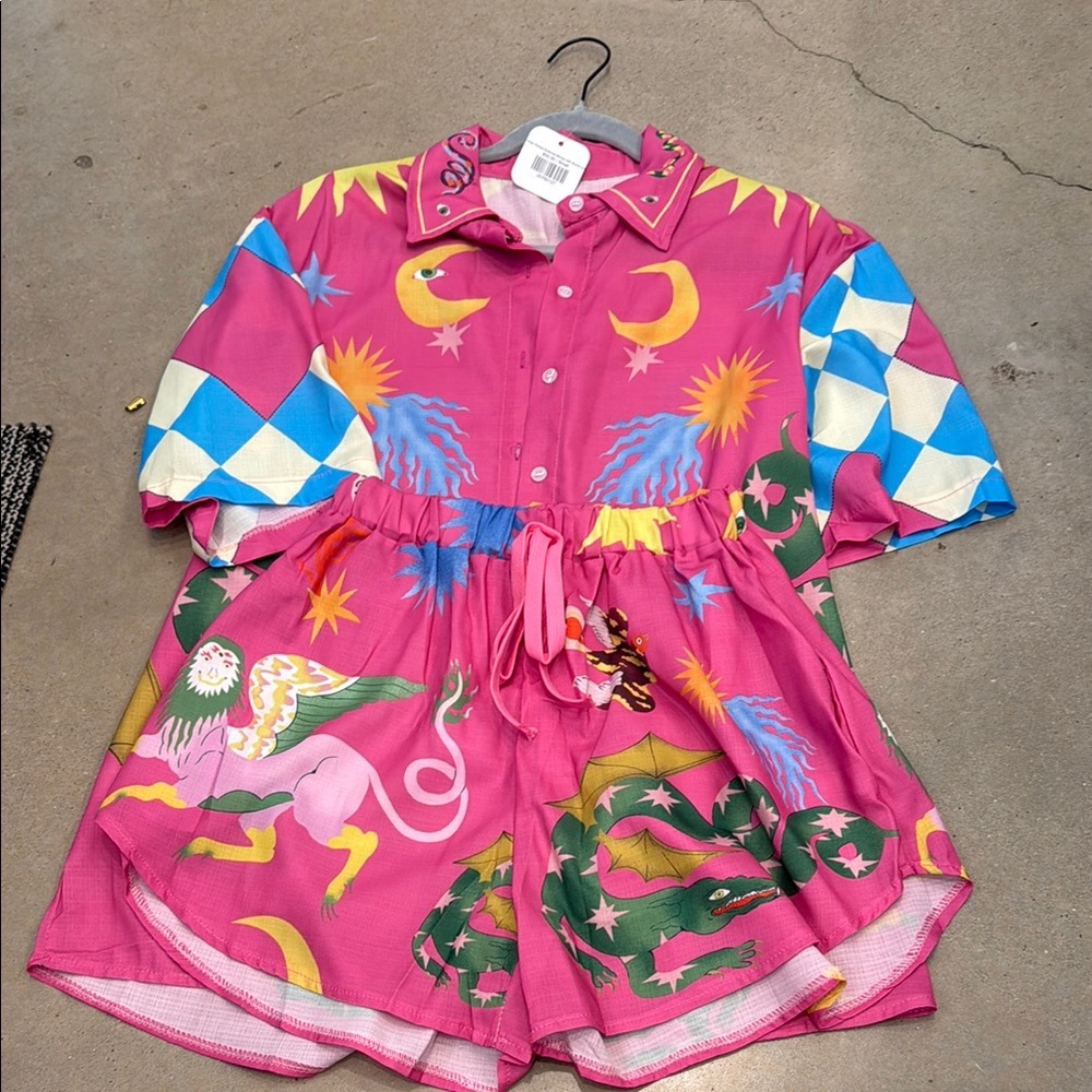 Vibrant Pink Patterned Romper